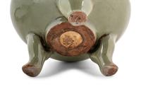 A Chinese Longquan Celadon Glazed Porcelain Tripod Censer
