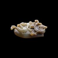 Four Chinese Celadon Jade Carvings, Late 20th Century 近代 玉把件四枚