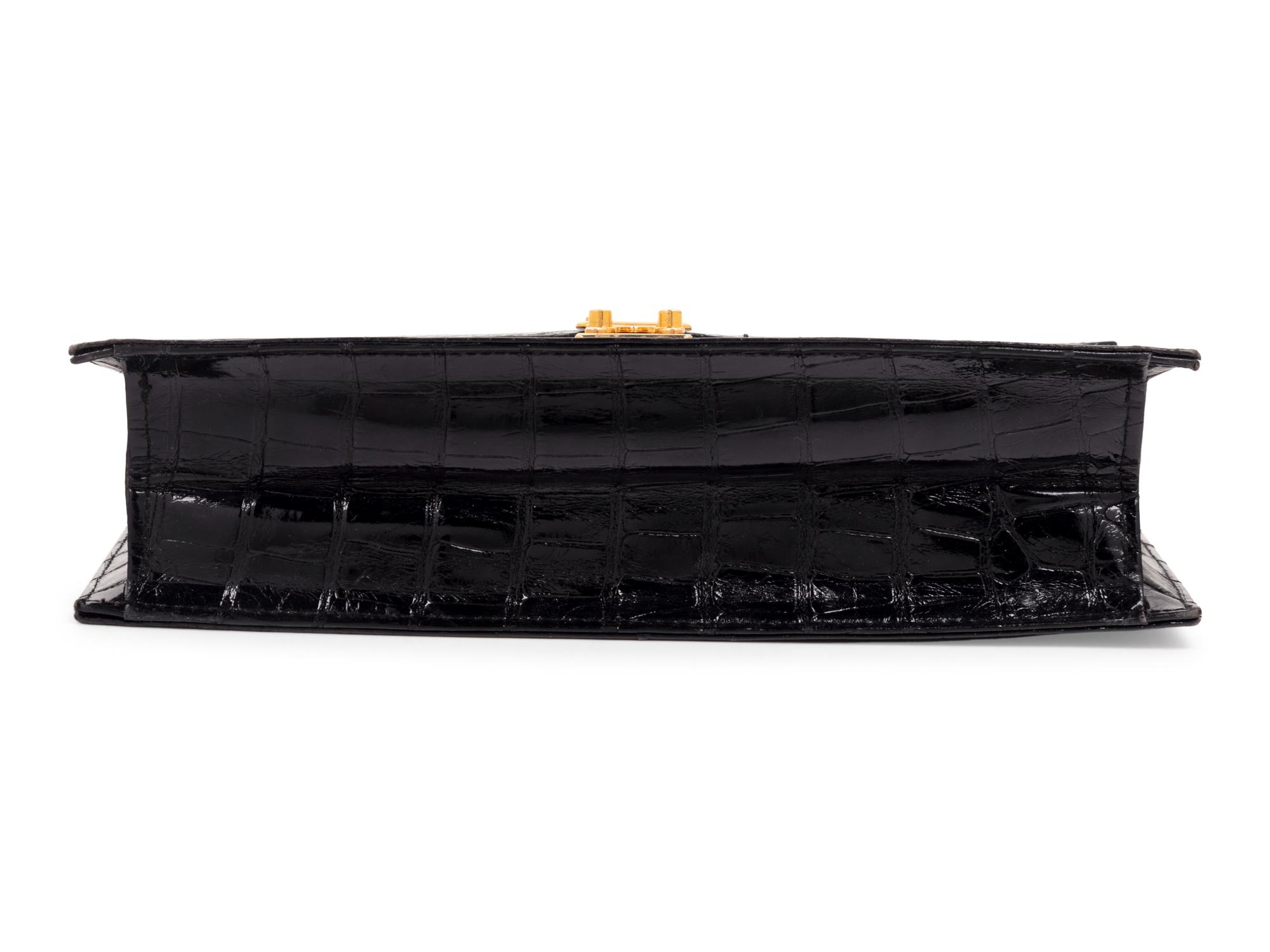 Lana Marks Black Alligator Envelope Hand Bag