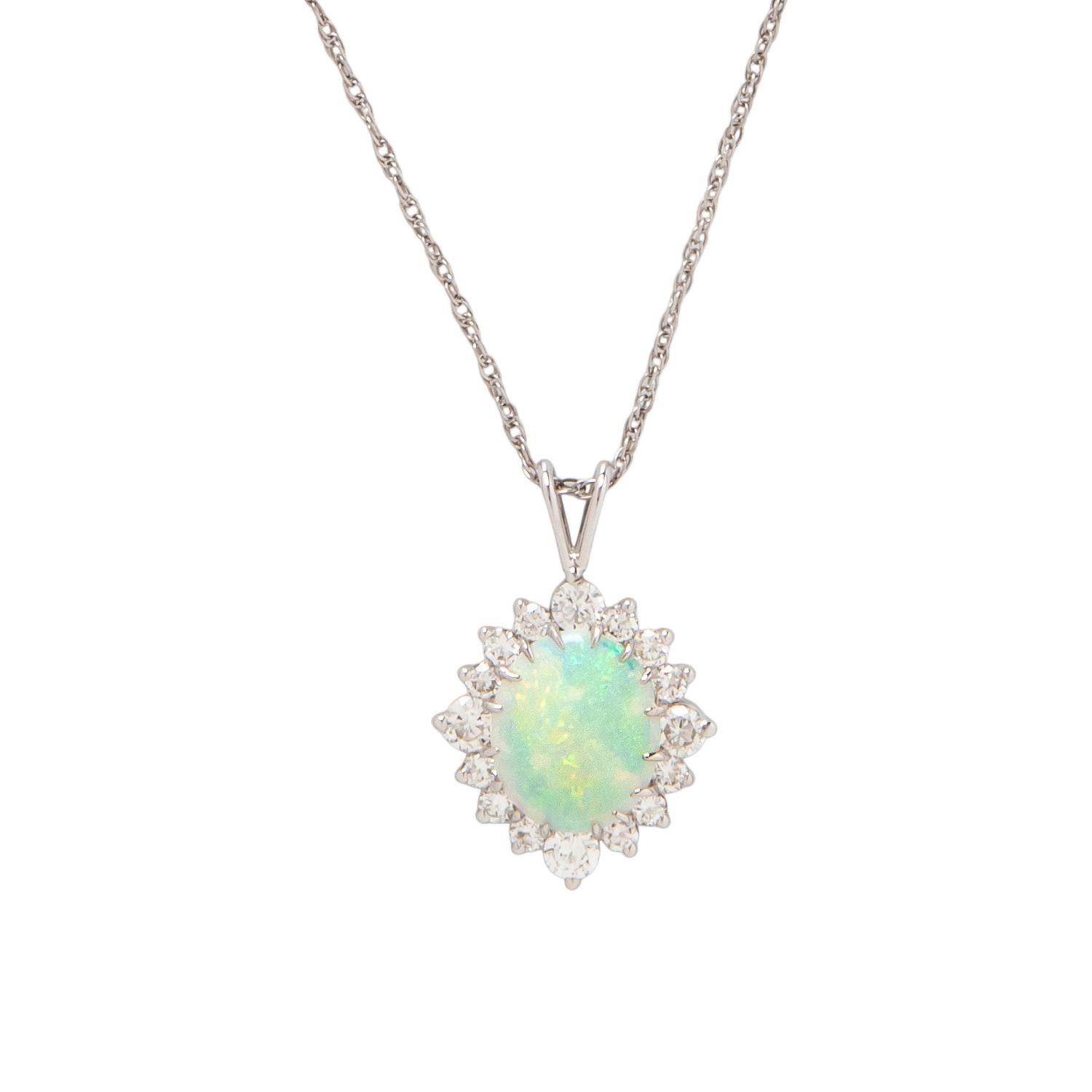 OPAL AND DIAMOND PENDANT NECKLACE
