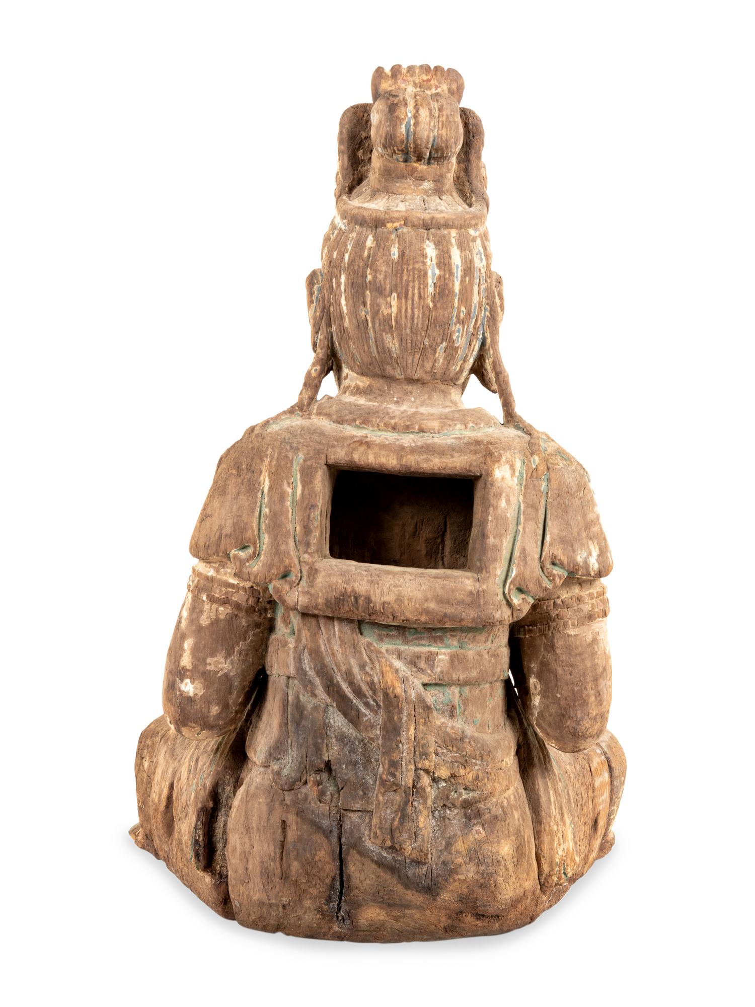 A Chinese Carved Wood Guanyin