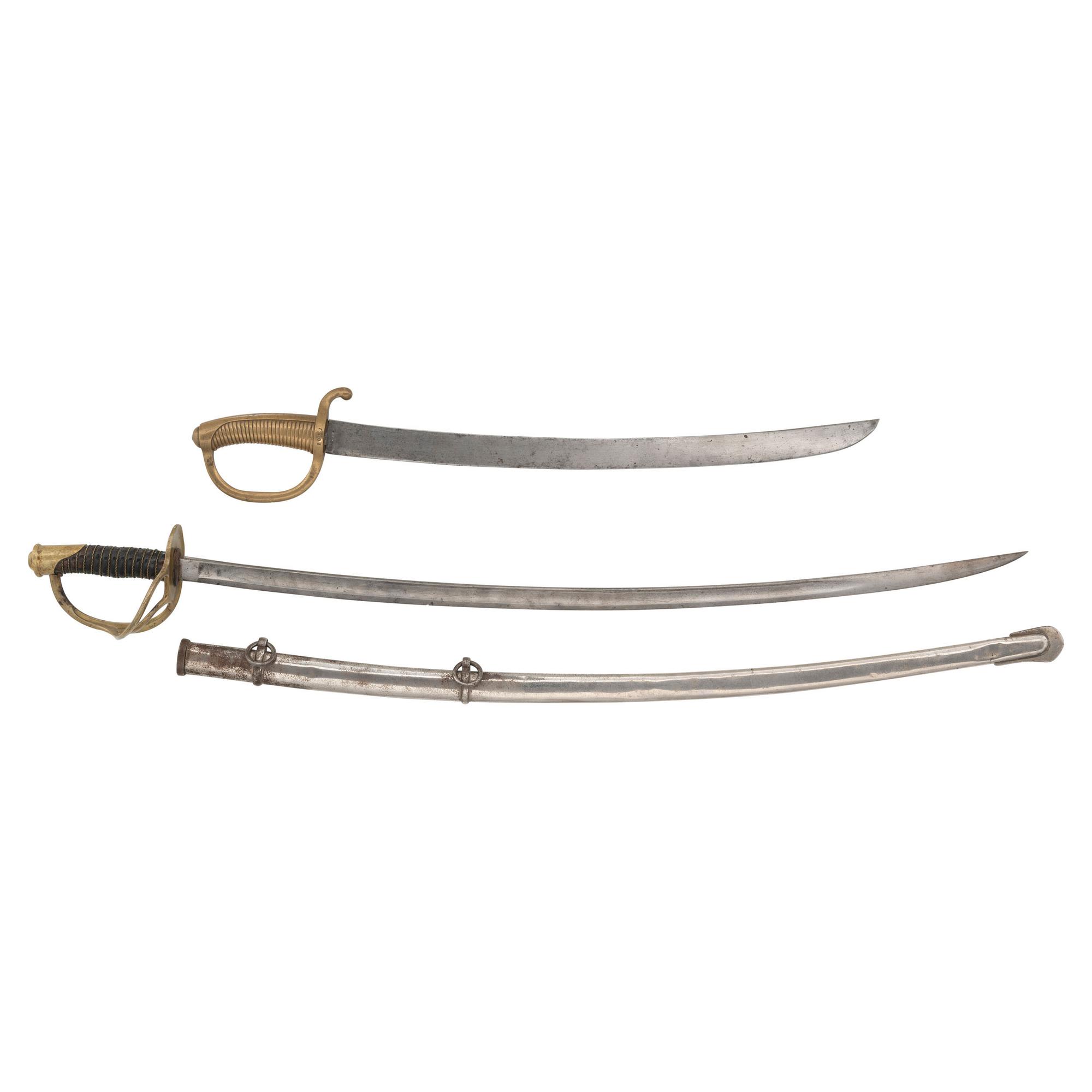 Two Swords: Unmarked Model 1860 Light Cavalry Saber & Continental Briquet