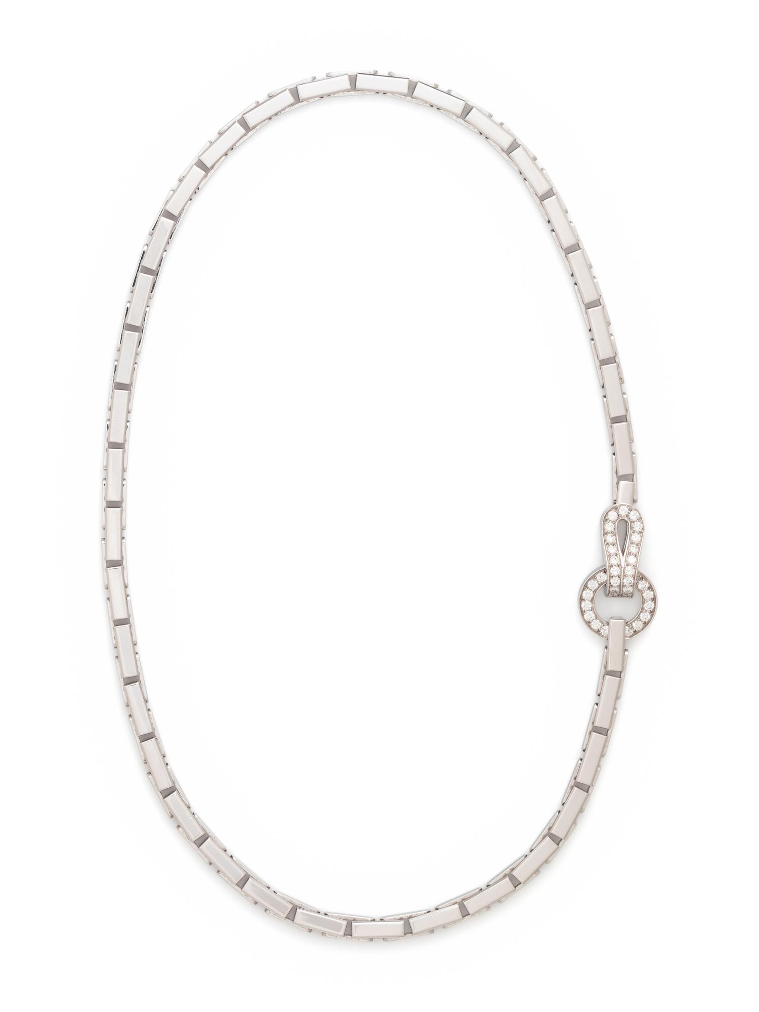 CARTIER, WHITE GOLD AND DIAMOND 'AGRAFE' NECKLACE
