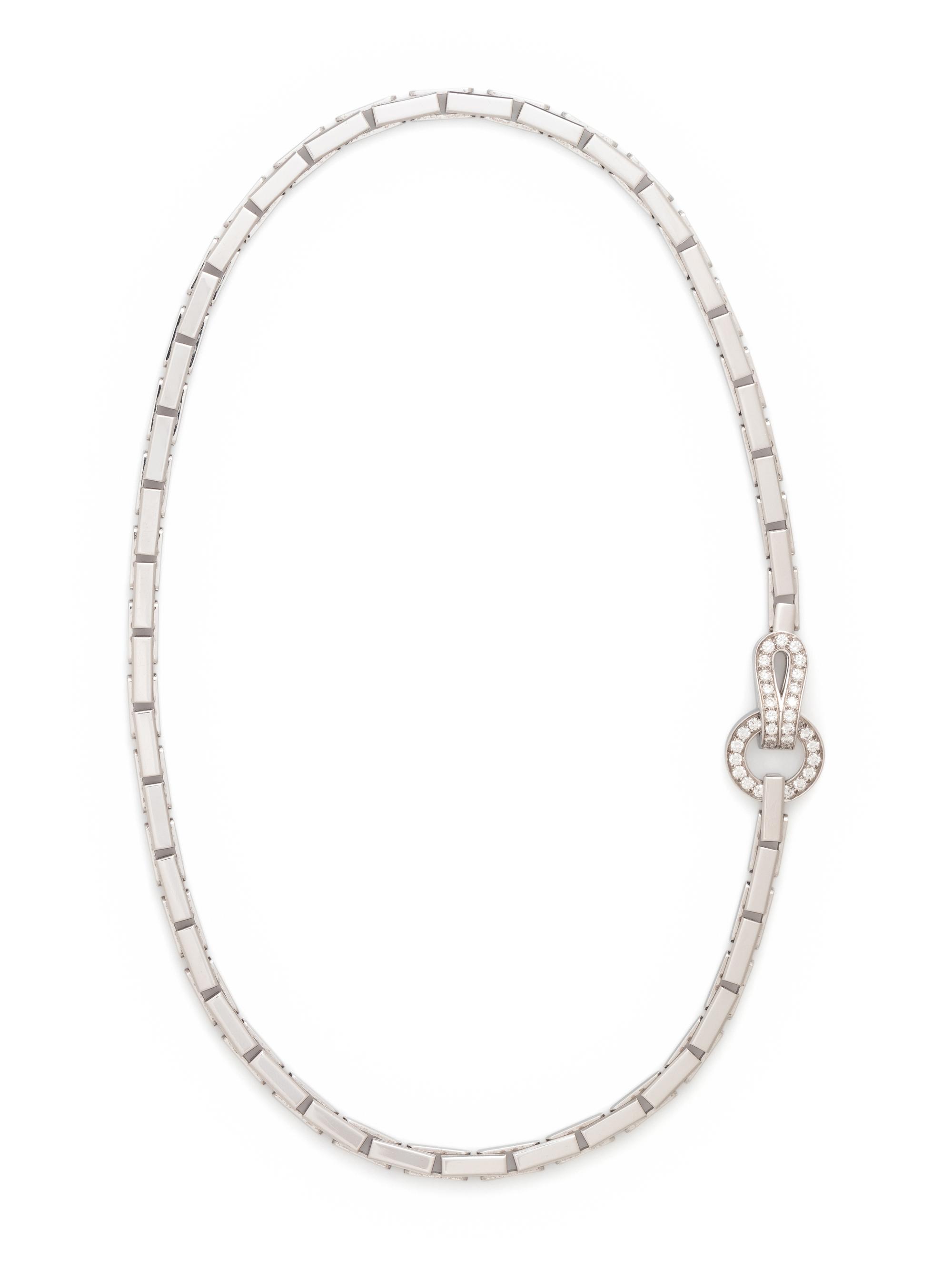 CARTIER, WHITE GOLD AND DIAMOND 'AGRAFE' NECKLACE