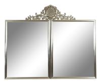 A Pair of Pierce Archer White Gold Leaf Mirrors and Carved Giltwood Pediment