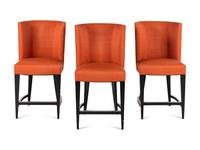 A Set of Three Holly Hunt High-Back Counter Stools