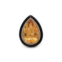 CITRINE, DIAMOND, AND BLACK ONYX RING