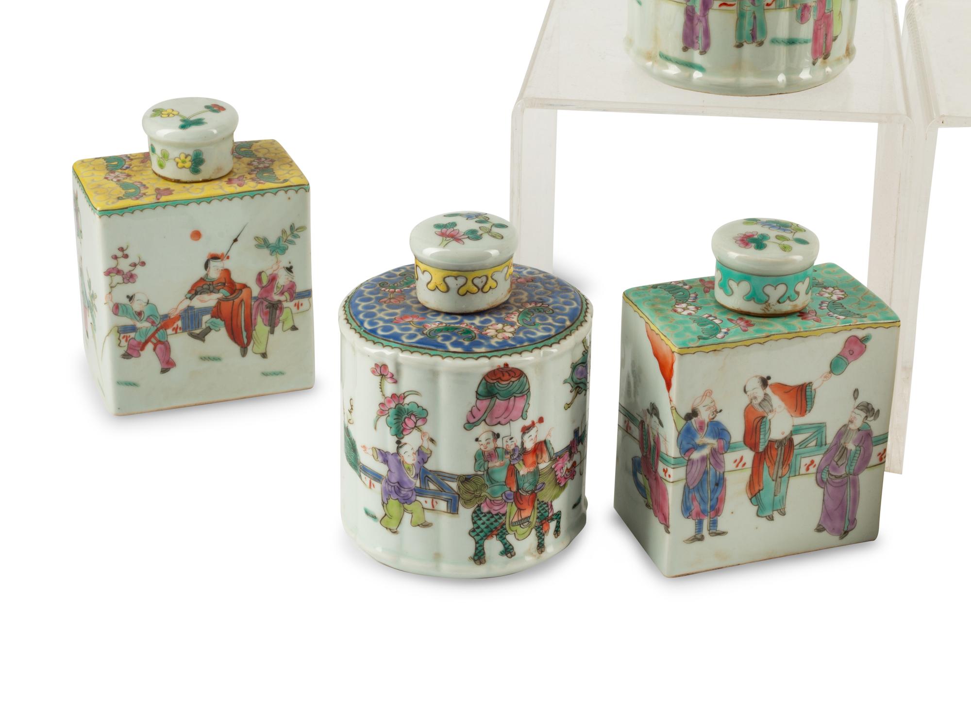 Eight Chinese Porcelain Tea Caddies