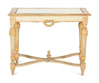 A Louis XVI Style Painted and Parcel Gilt Table (matching the previous lot) — Early 20th Century