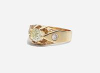 A Ladies 14K Yellow Gold and Diamond Ring