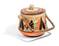 Orange Trees & House Biscuit Jar with Woven Handle Fantasque Series
