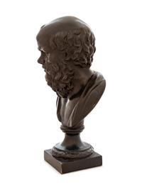 A Continental Patinated Bronze Bust of a Man
