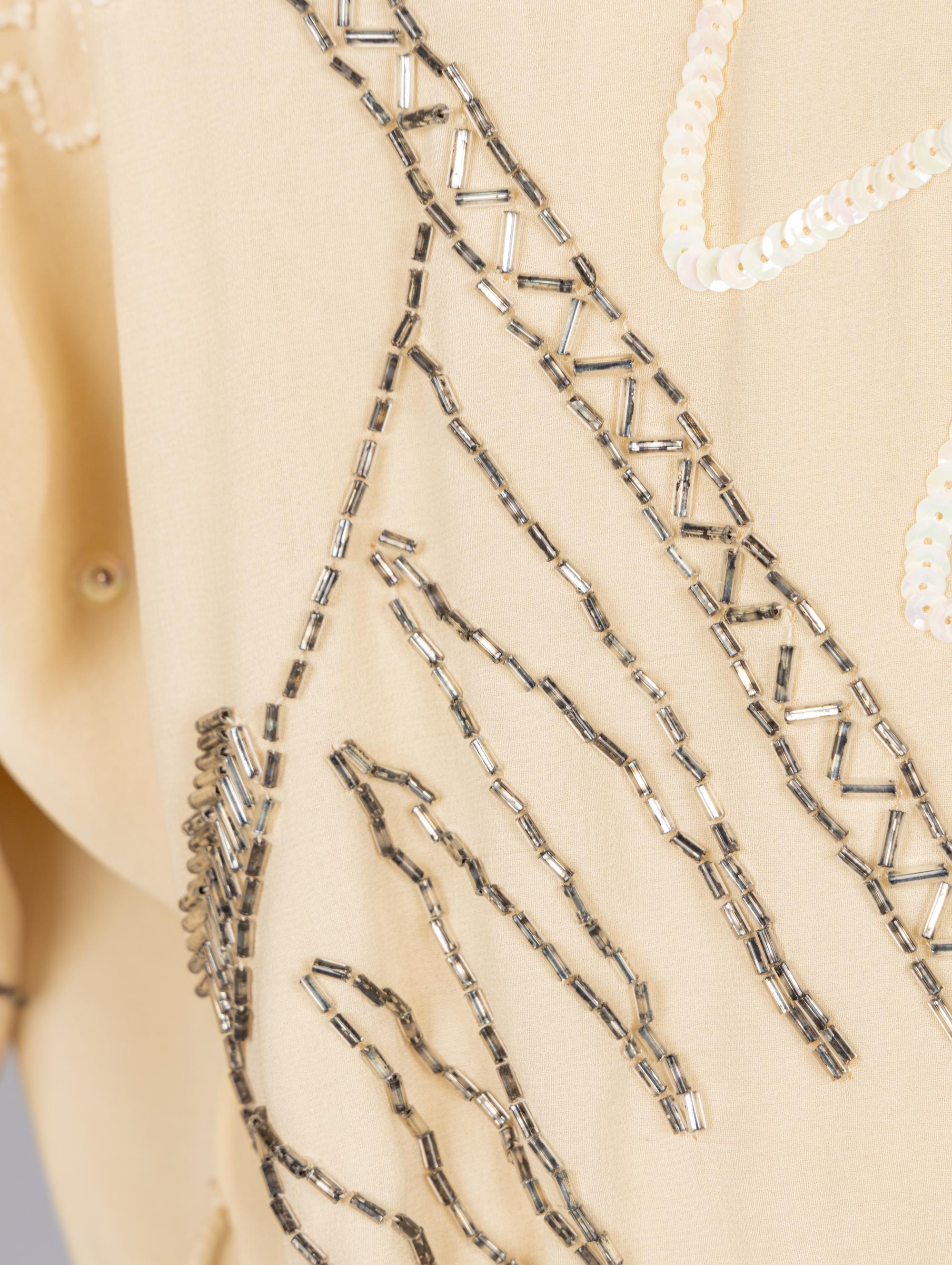 Fabrice, Beaded Cream Cocktail Dress