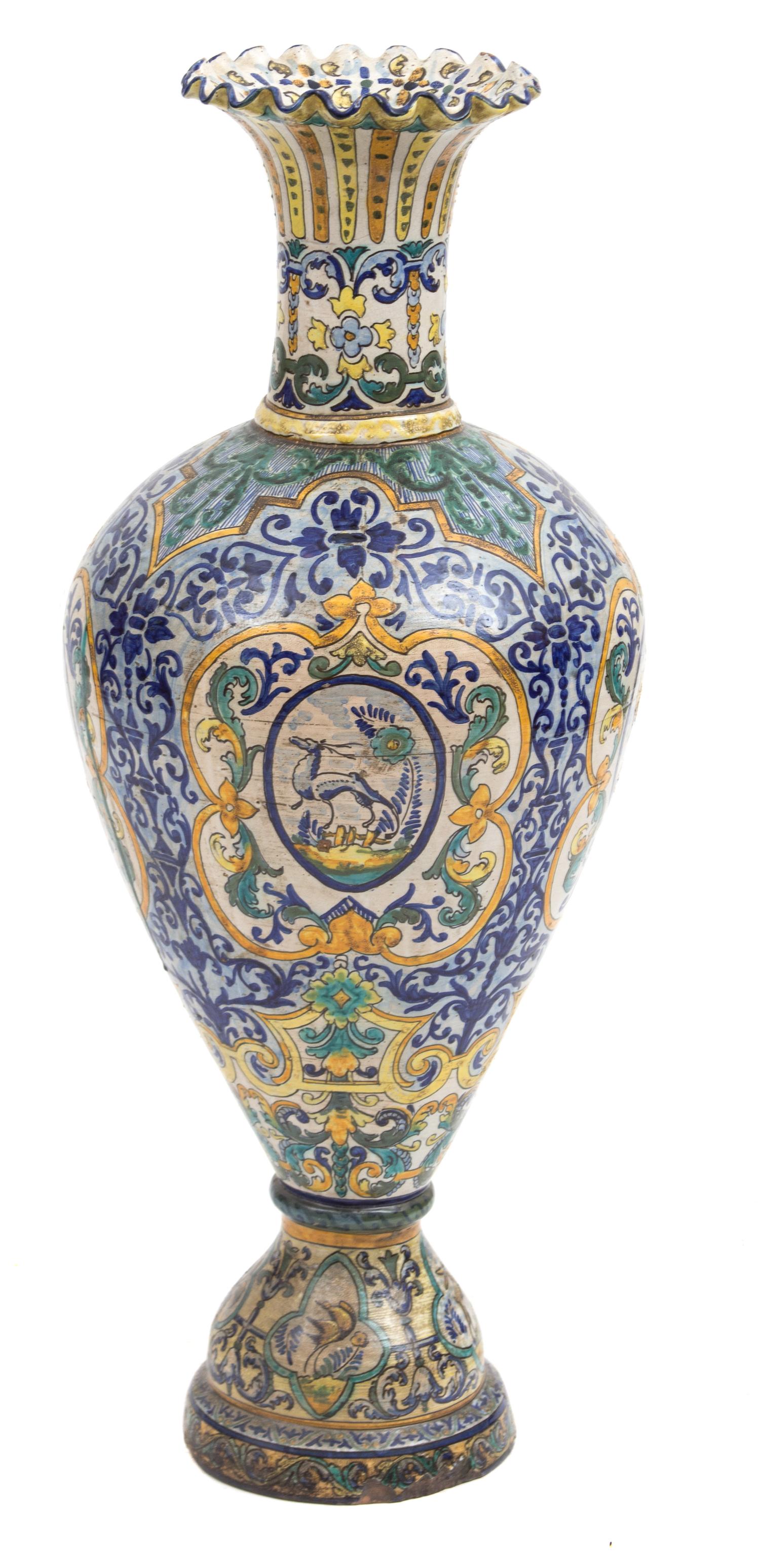An Italian Majolica Urn Height 38 1/2 inches. — EARLY 19TH CENTURY