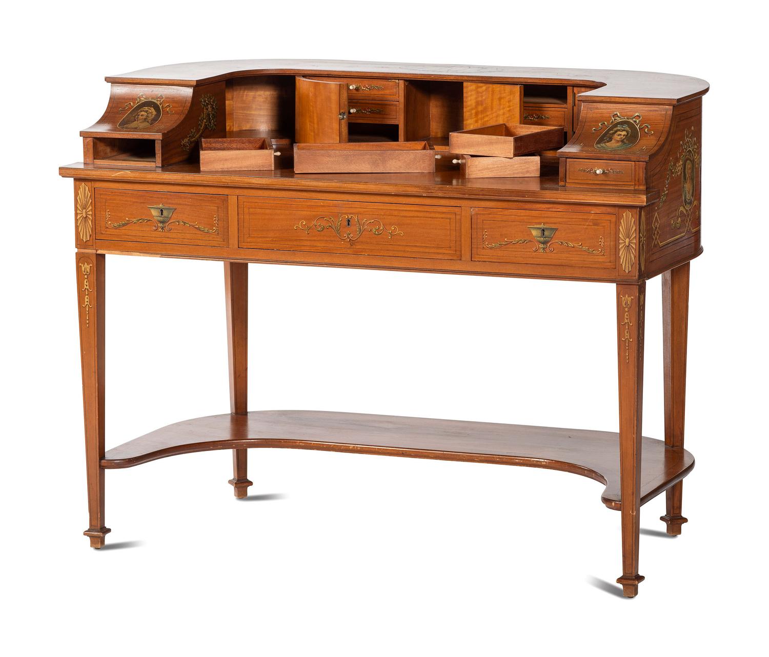 An Edwardian Style Painted Satinwood Carlton House Desk