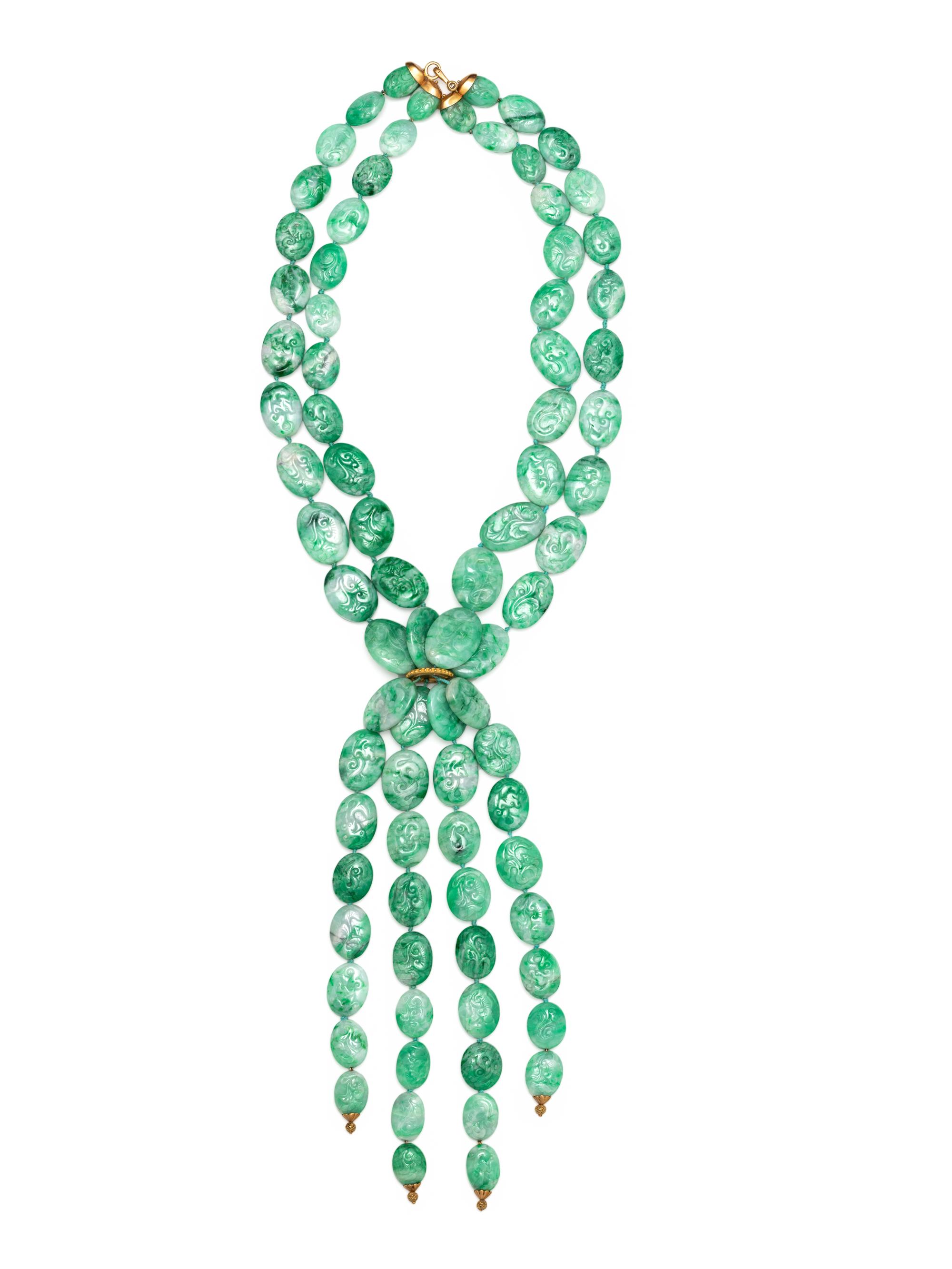 ANGELA PINTALDI, MULTISTRAND JADE BEAD NECKLACE