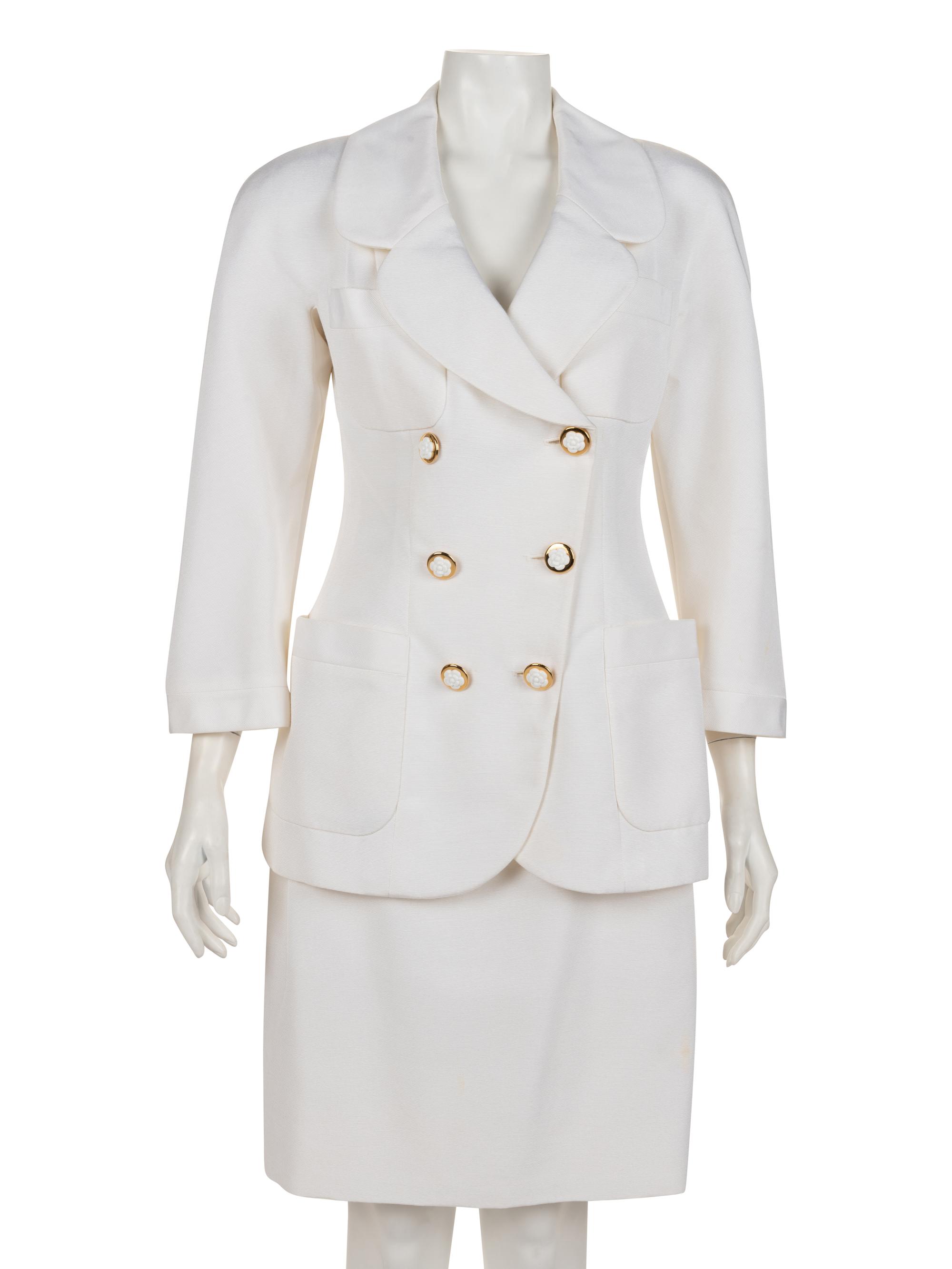 Chanel Two-Piece Double Breast Skirt Suit, 1990s