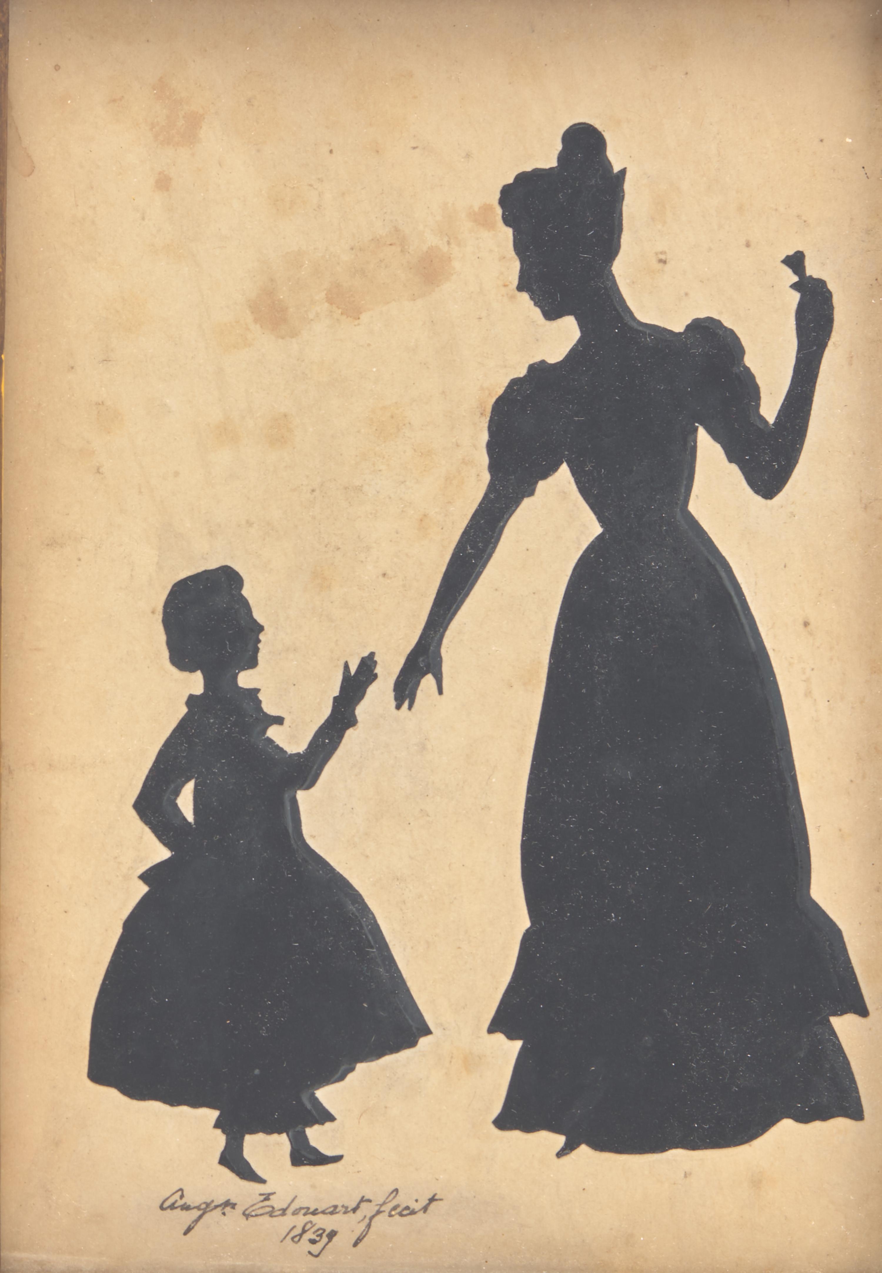 Auguste Amant Constant Fidèle Edouart (1789-1861) — Pair of Profile Silhouette Portraits: The Oakley Family , 1839