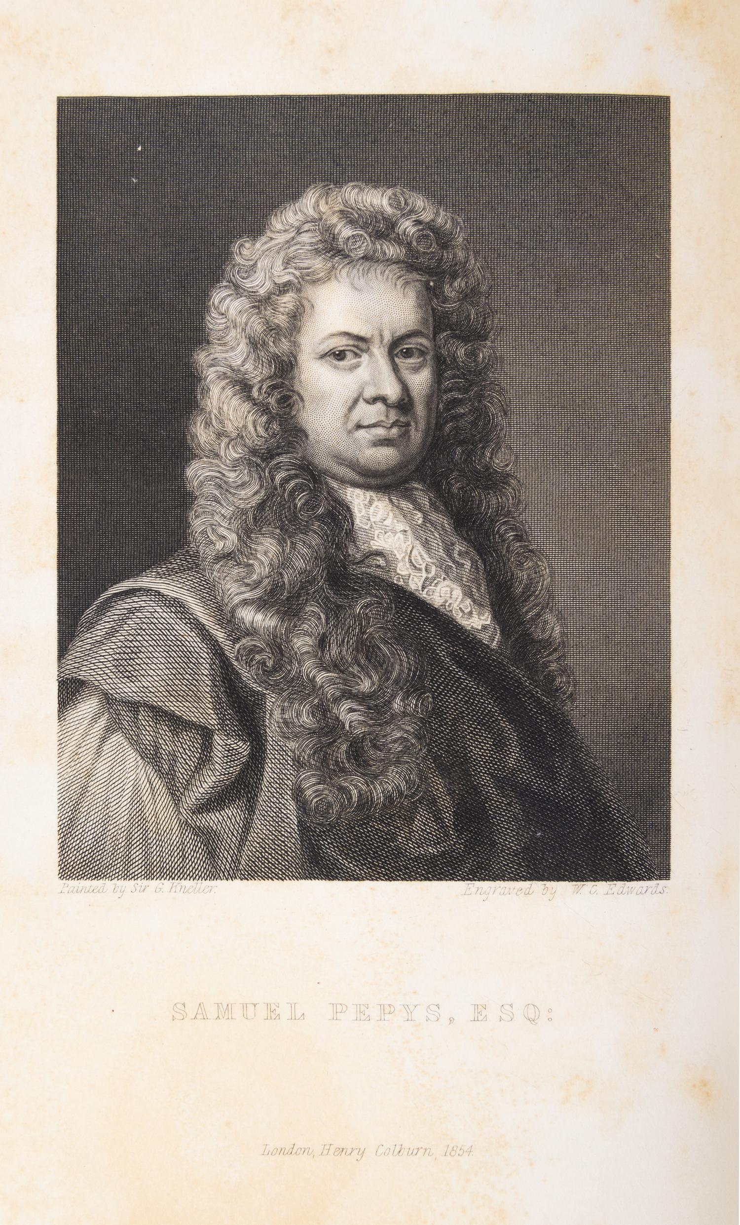 PEPYS, SAMUEL. Diary and Correspondence of Samuel Pepys, F.R.S. London, 1854. 4 vols. 4th edition.