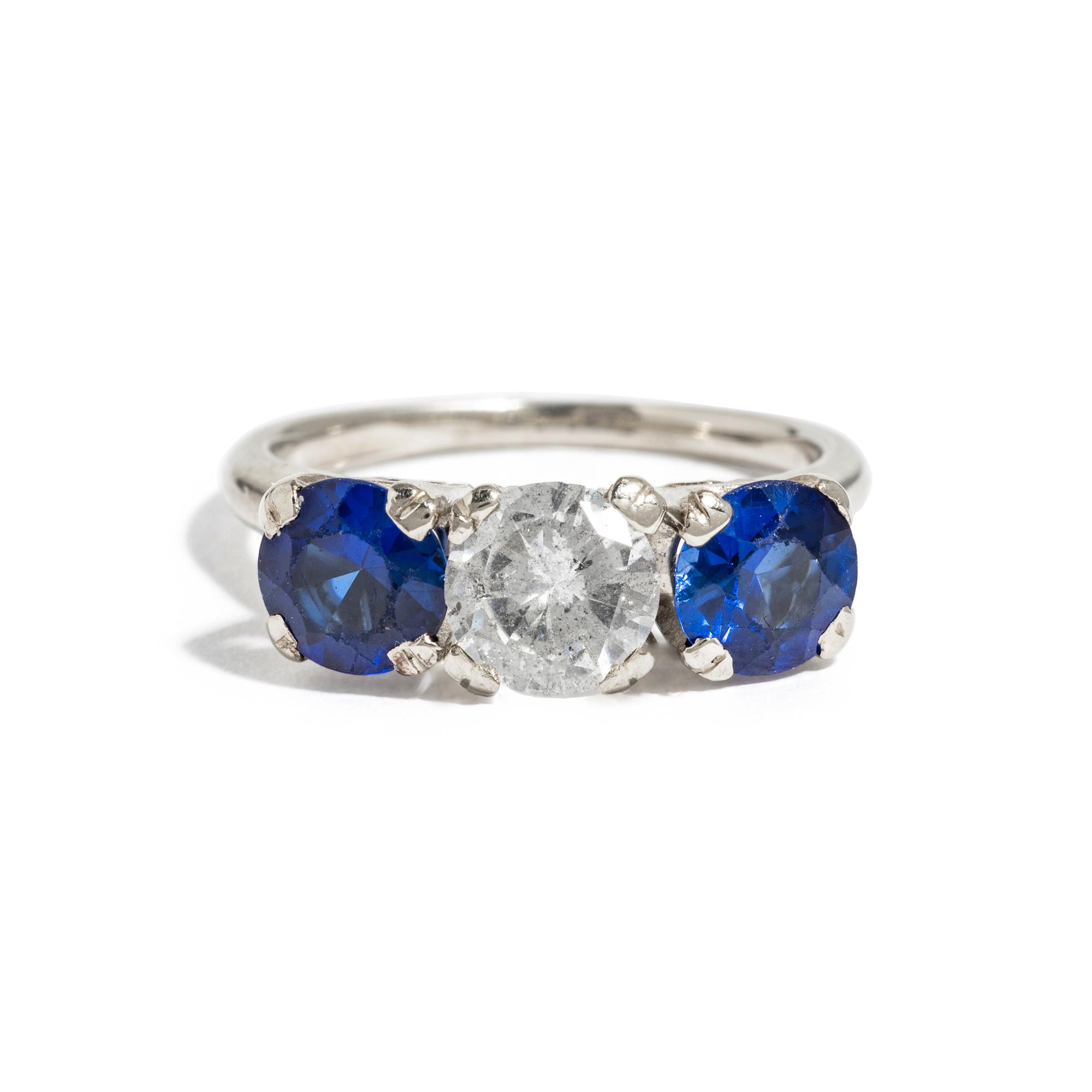 DIAMOND AND SYNTHETIC SAPPHIRE RING