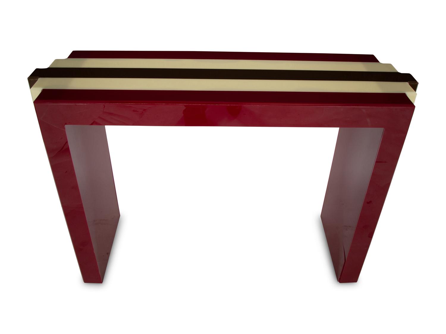 An Art Deco Style Acrylic Tri-Color Console Table
