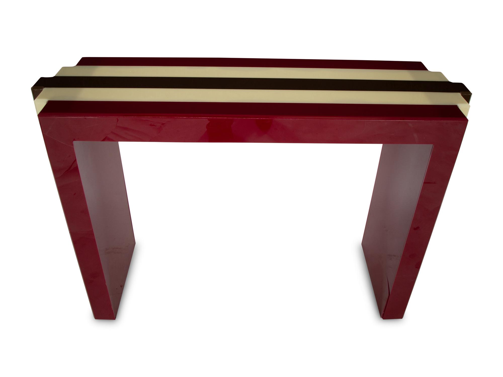 An Art Deco Style Acrylic Tri-Color Console Table