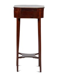 A Federal Shell Inlaid and Figured Mahogany Lady's Octagonal Top Work Table