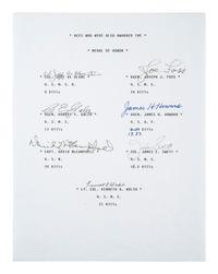 [WWII - MEDAL OF HONOR]. 88 signatures from 16 Congressional Medal of Honor recipients.