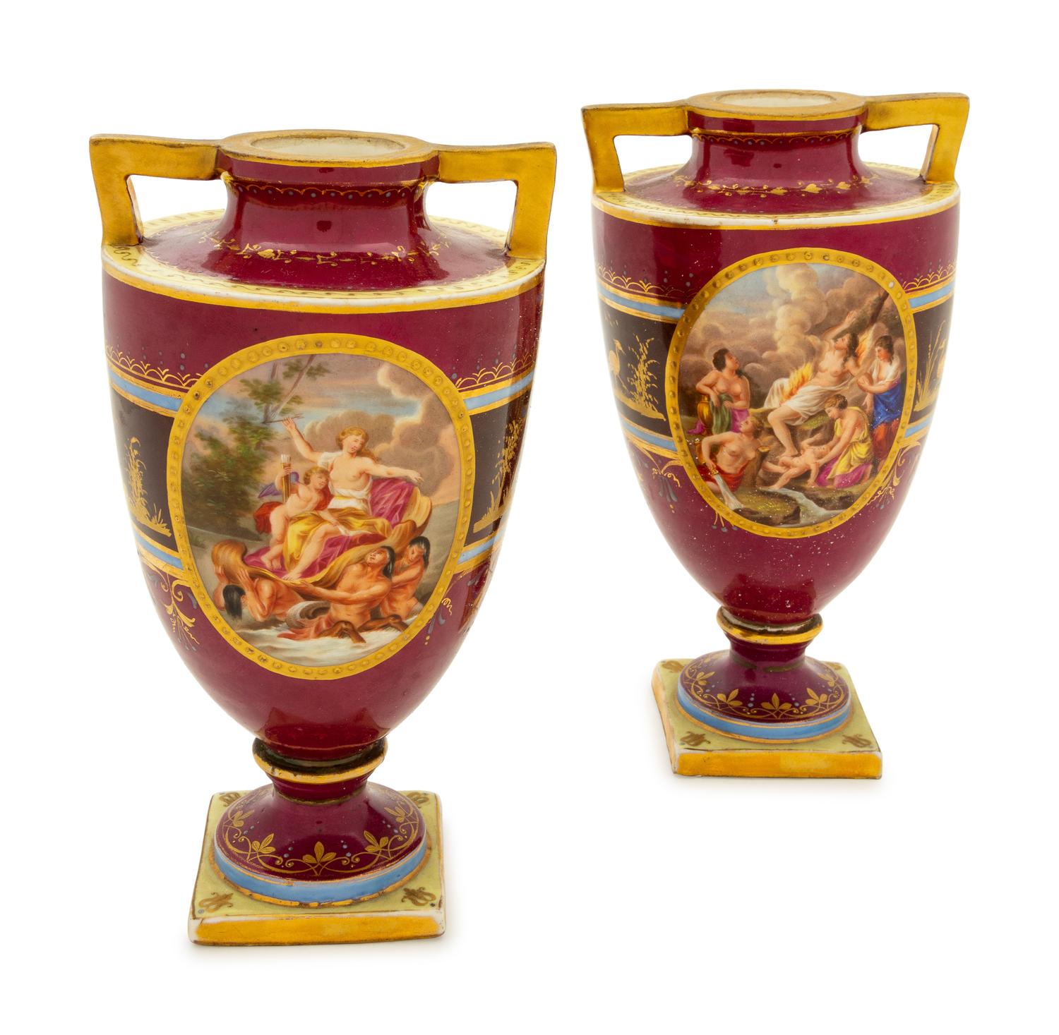 A Pair of Vienna Style Porcelain Vases