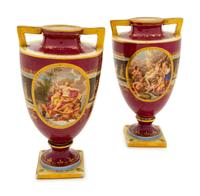 A Pair of Vienna Style Porcelain Vases