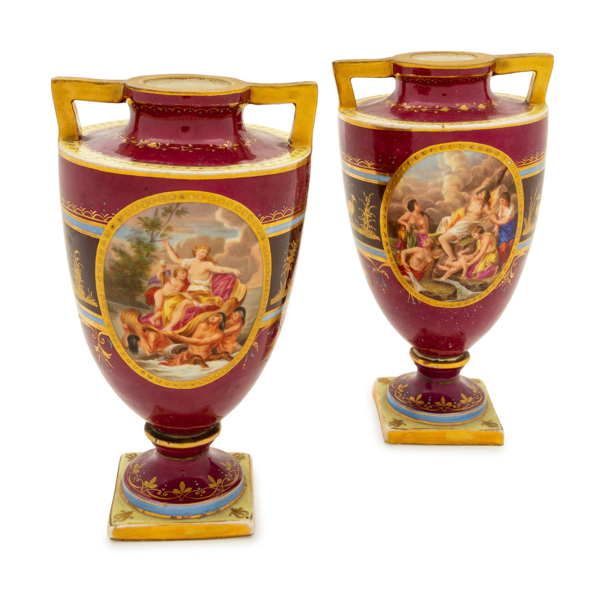 A Pair of Vienna Style Porcelain Vases