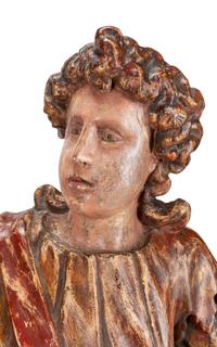 A Pair of Large Continental Painted Figures of Saints