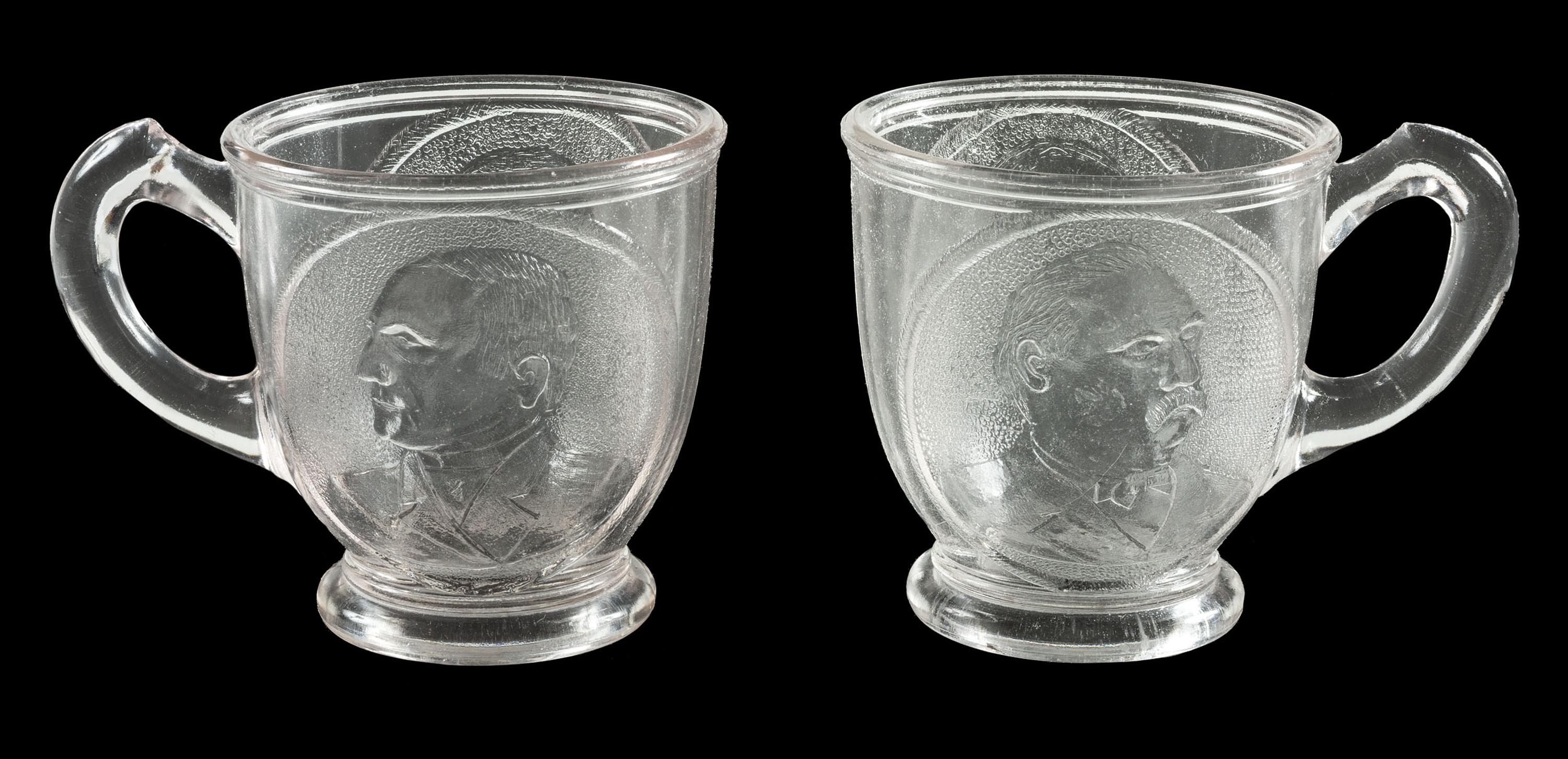 [HARRISON, Benjamin] -- [CLEVELAND, Grover]. A group of cigar boxes and early American pattern glass cups from the 1884, 1888, and 1892 presidential campaigns, comprising: