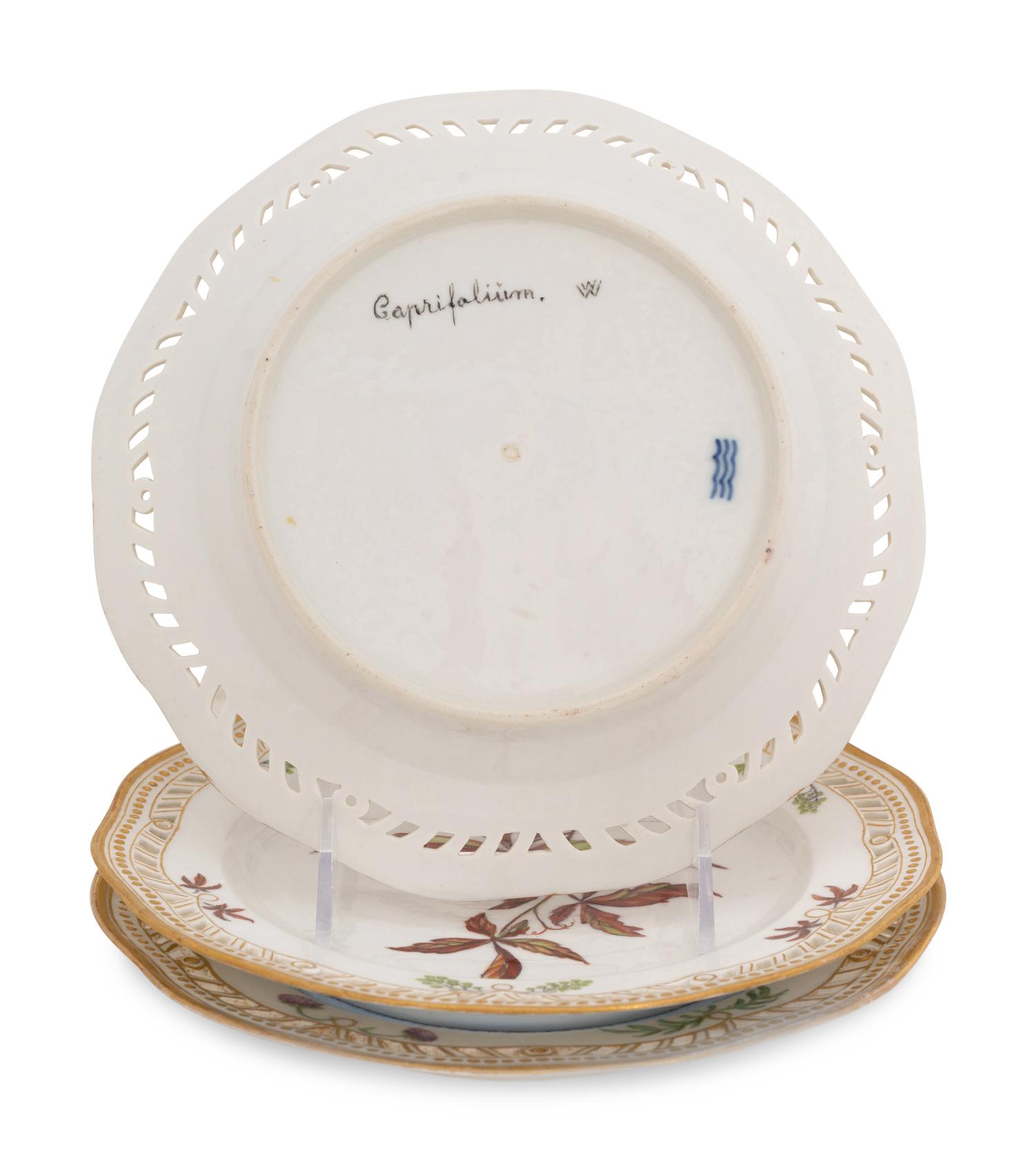 A Set of Three Royal Copenhagen Flora Danica Reticulated Luncheon Plates, 1870-1890