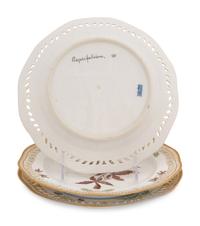 A Set of Three Royal Copenhagen Flora Danica Reticulated Luncheon Plates, 1870-1890