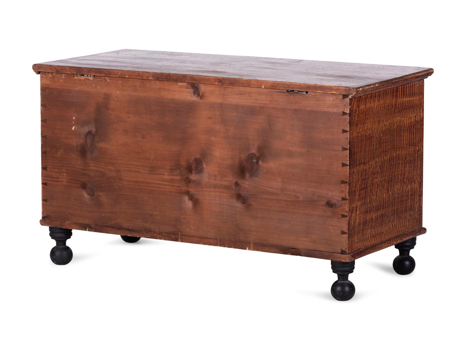 A Federal Grain-Painted Pine Blanket Chest on Bun Feet