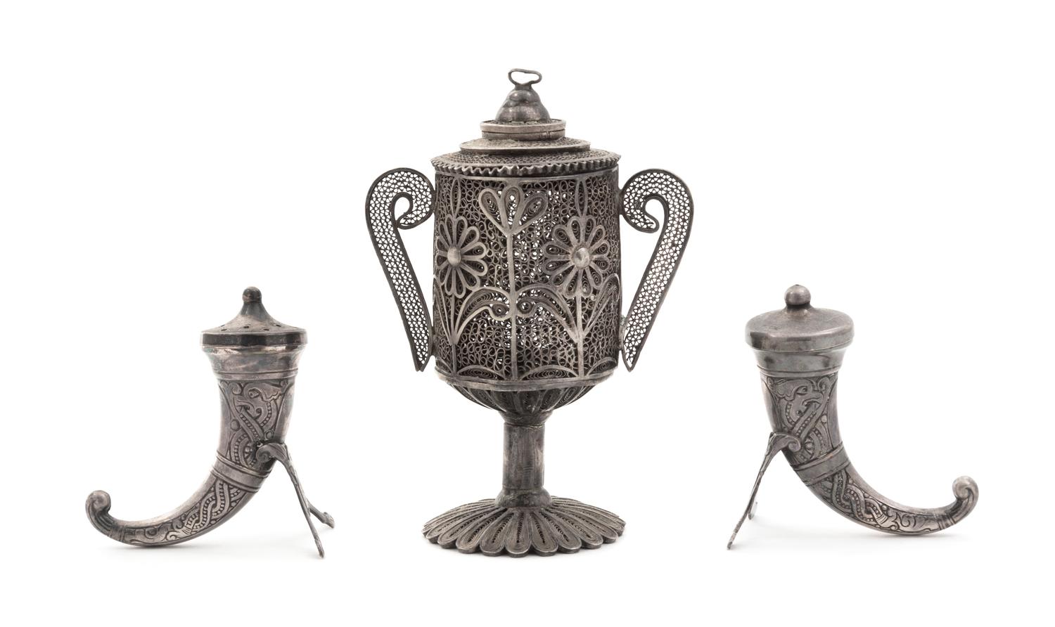 Three Continental Silver Articles Height of cup 4 1/2 inches.