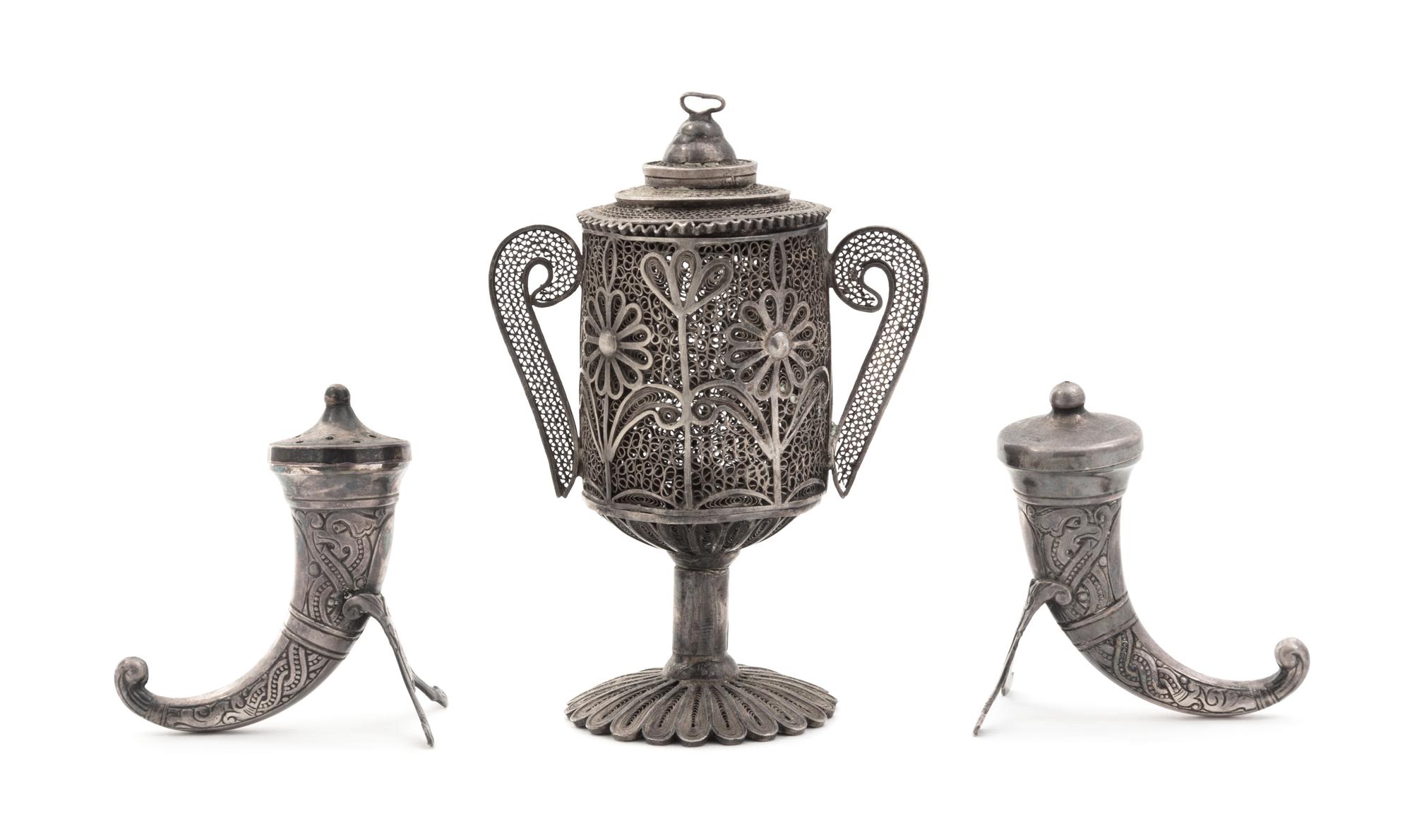 Three Continental Silver Articles Height of cup 4 1/2 inches.