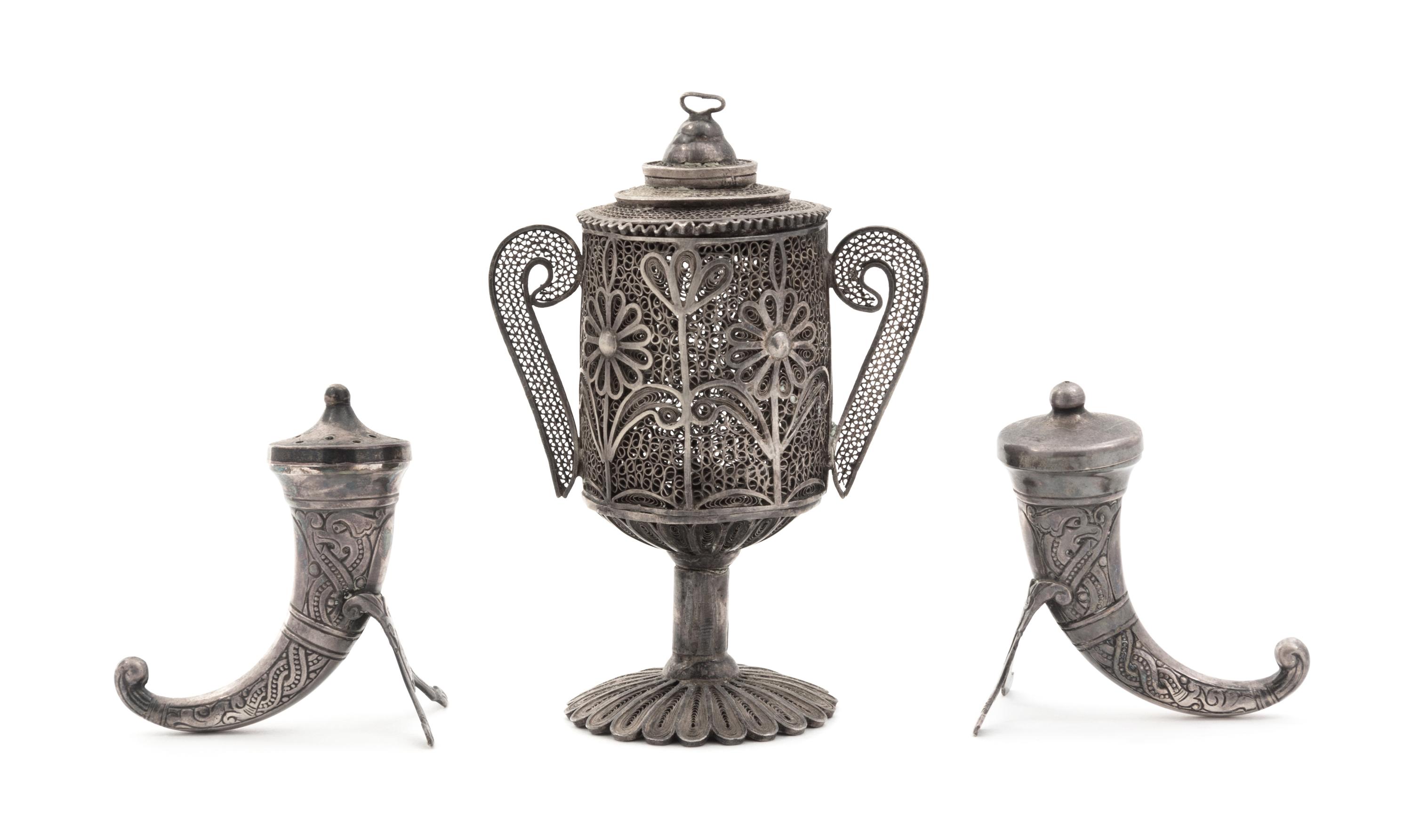Three Continental Silver Articles Height of cup 4 1/2 inches.