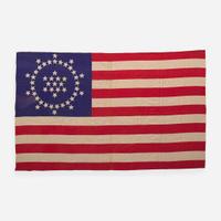 A 48-Star printed silk "Whipple" pattern American "Peace" Flag Probably Dettra Flag Co., Oaks, PA, 1912