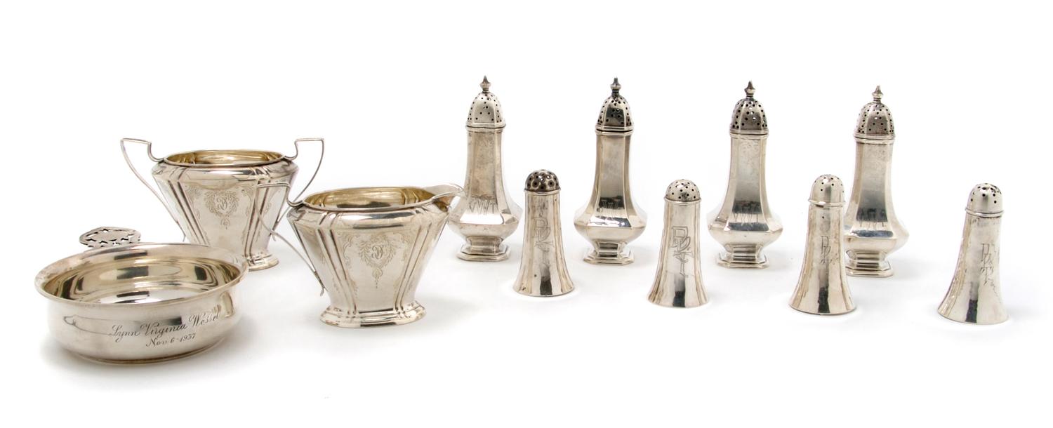 A Group of American Sterling Silver Table Articles, Width of largest 6 inches.