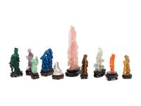10 Chinese Hardstone Figural Carvings