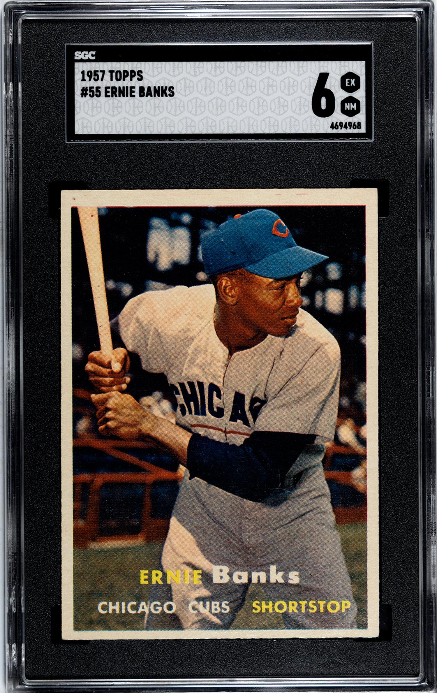 A 1957 Topps Ernie Banks Baseball Card No. 55 (SGC 6 EX/NM)