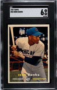 A 1957 Topps Ernie Banks Baseball Card No. 55 (SGC 6 EX/NM)