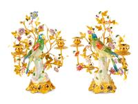 A Pair of Gilt-Bronze-Mounted German Porcelain Candelabra