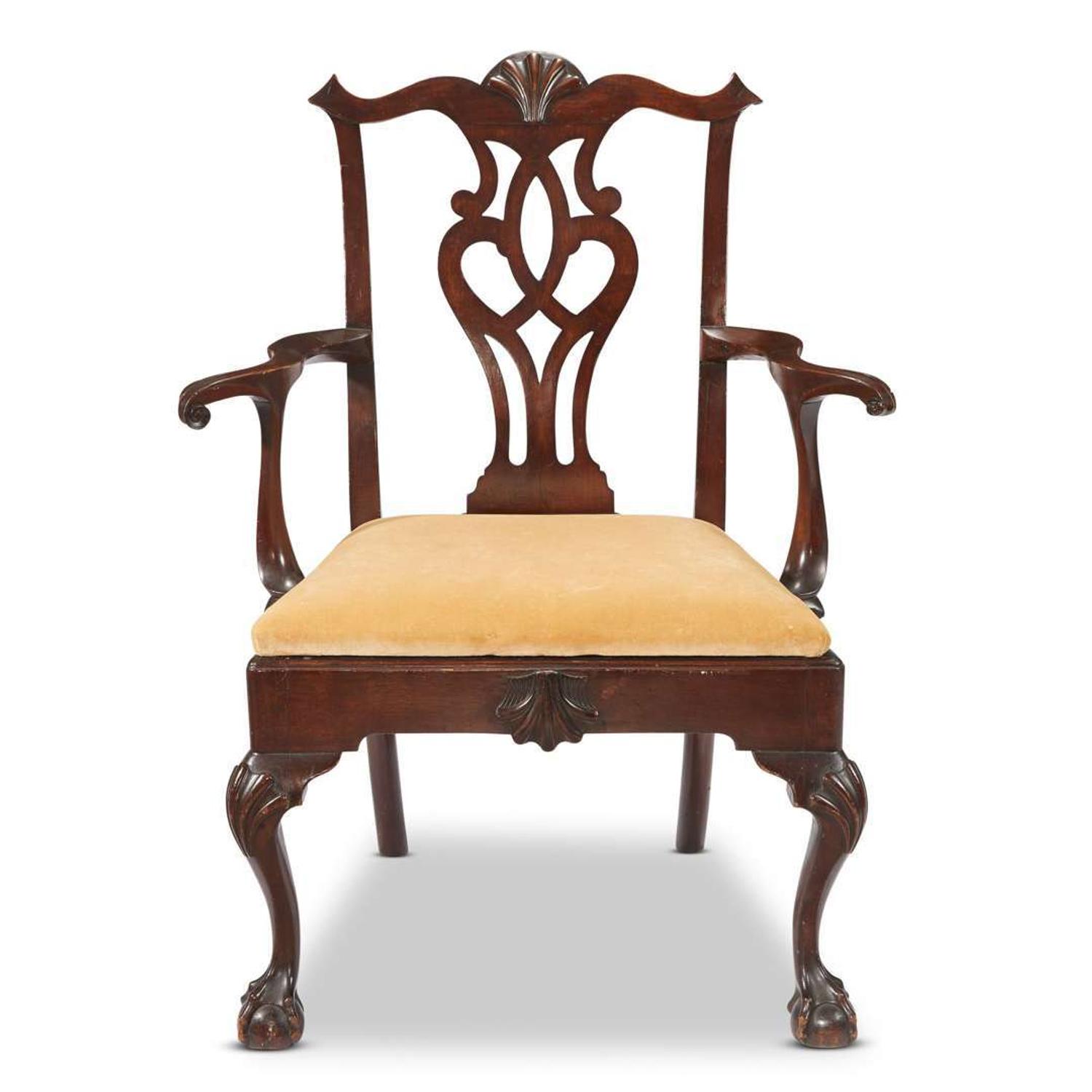 Chippendale carved mahogany armchair Philadelphia, PA, circa 1770