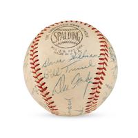 A 1955 Chicago Cubs Team Signed Autograph Baseball Including Early Career Ernie Banks Signature