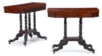 Pair of Classical mahogany folding top games tables new york, early 19th century