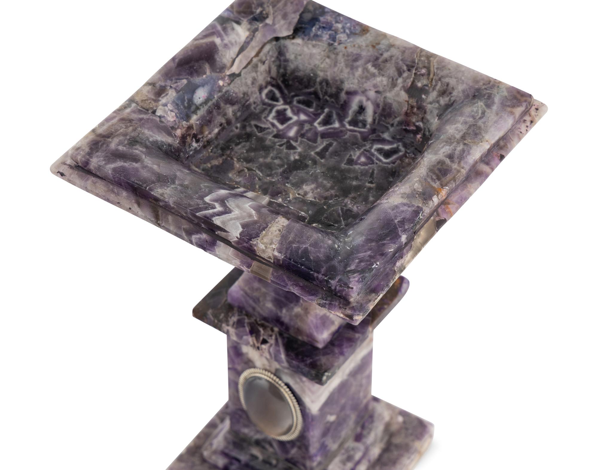 A Pair of Hardstone Square Tazze