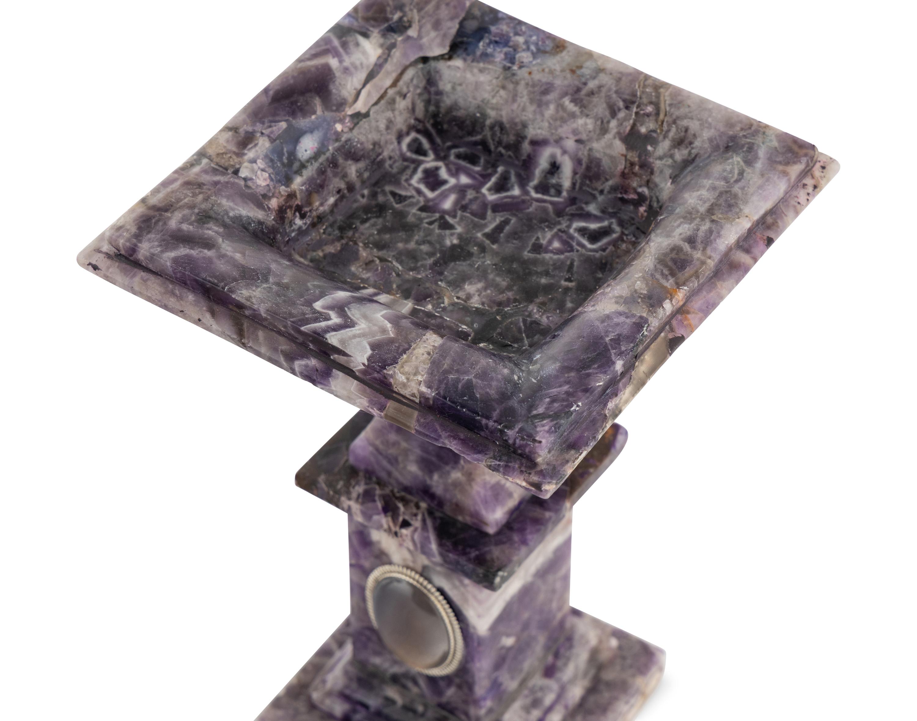 A Pair of Hardstone Square Tazze